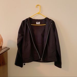 Black Zip Up Wind Breaker w/ ON TREND Circle Zip